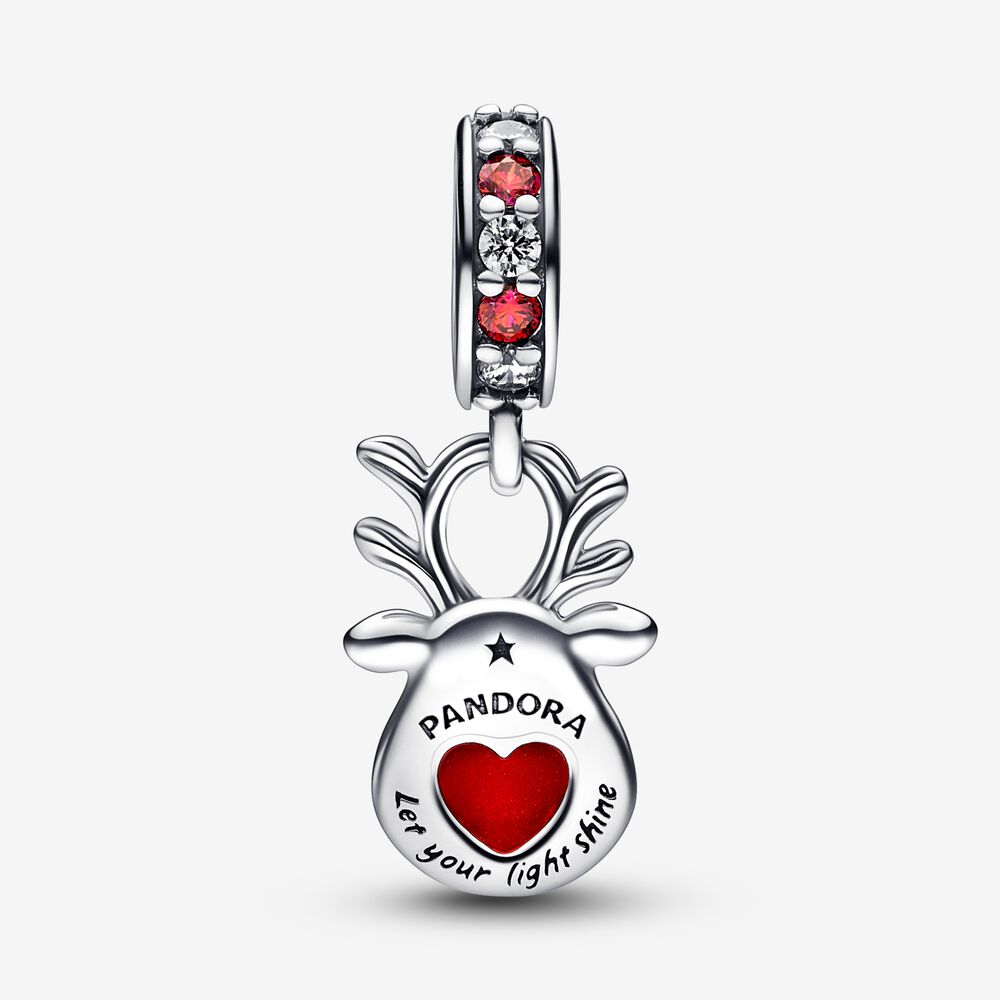 Pandora Red Nose Reindeer Murano Dangle Charm