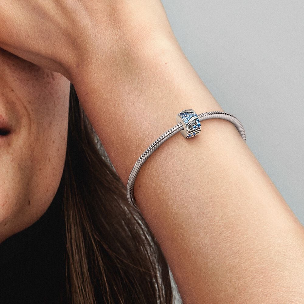 Pandora Curved Feather &amp; Pave Clip Charm