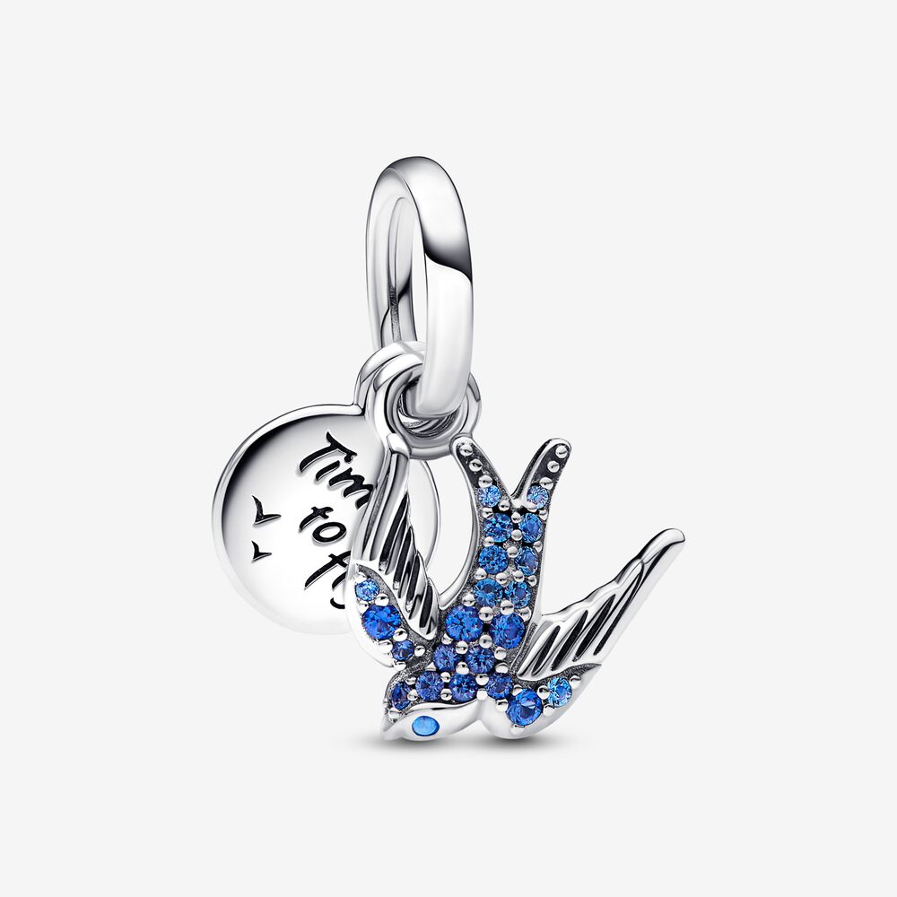 Pandora Sparkling Swallow &amp; Quote Double Dangle Charm