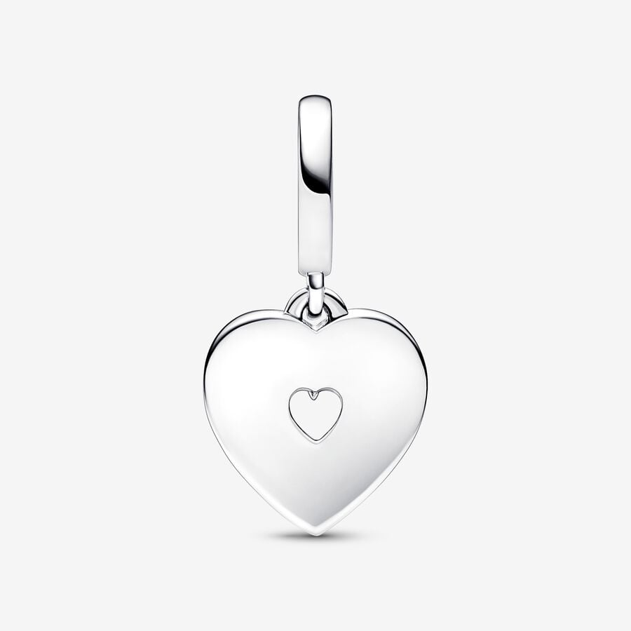 Pandora Pearlescent White Heart Mum Double Dangle Charm