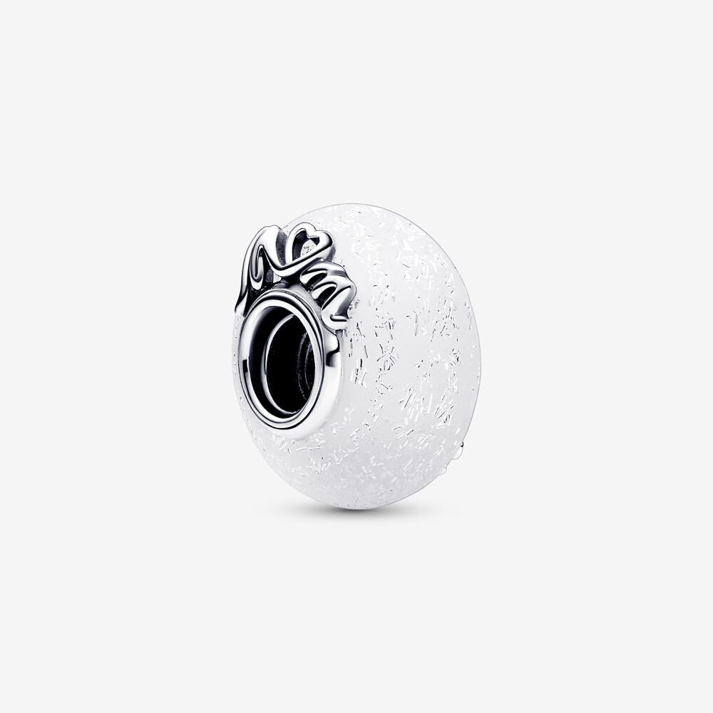 Pandora Glittery White Murano Glass Mum &amp; Love Charm