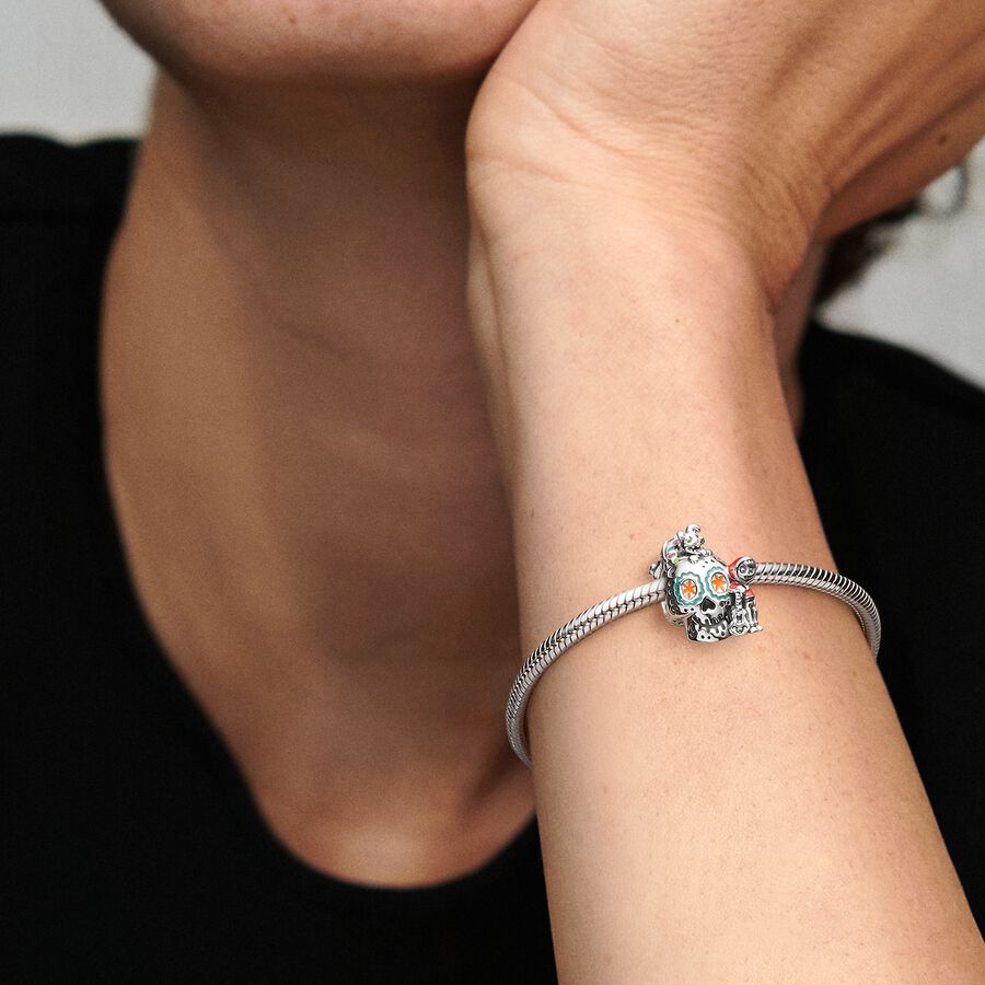 Pandora Disney Pixar Coco Miguel &amp; Dante Skull Glow-in-the-dark Charm