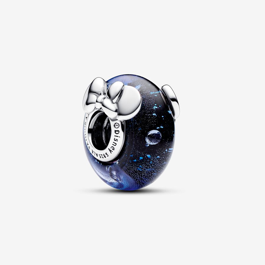Pandora Disney Mickey Mouse &amp; Minnie Mouse Blue Murano Glass Charm
