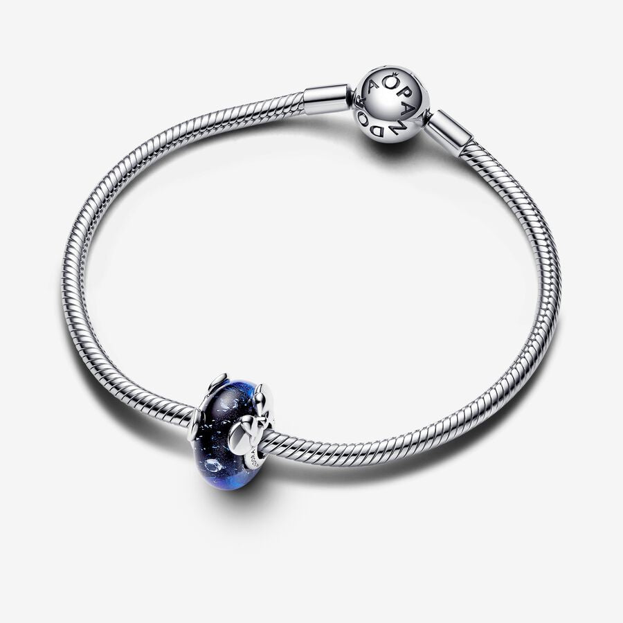 Pandora Disney Mickey Mouse &amp; Minnie Mouse Blue Murano Glass Charm