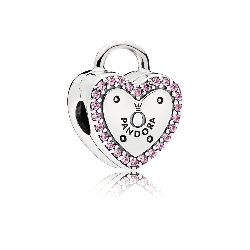 Pandora Logo Heart Padlock Clip Charm