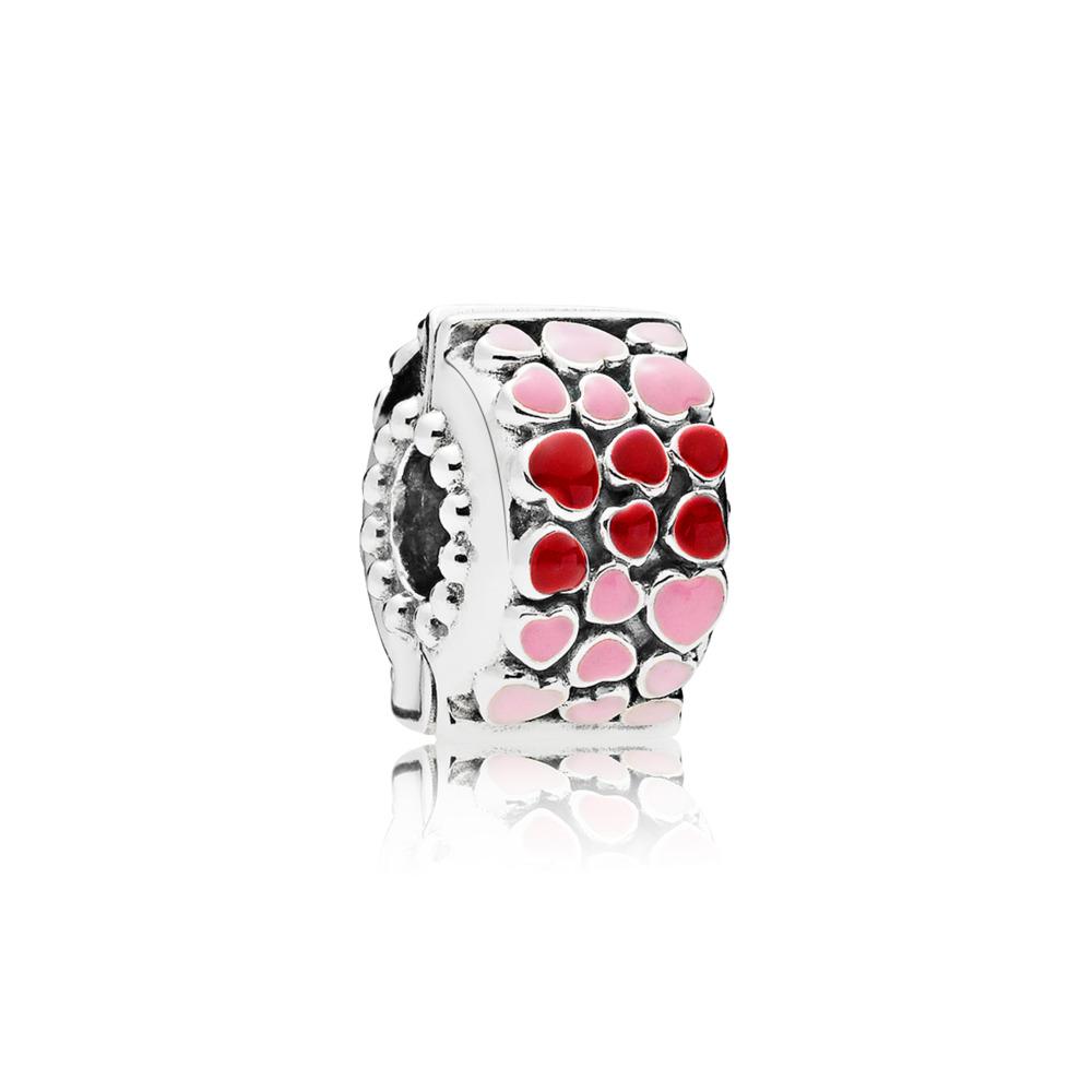 Pandora Red &amp; Pink Hearts Clip Charm