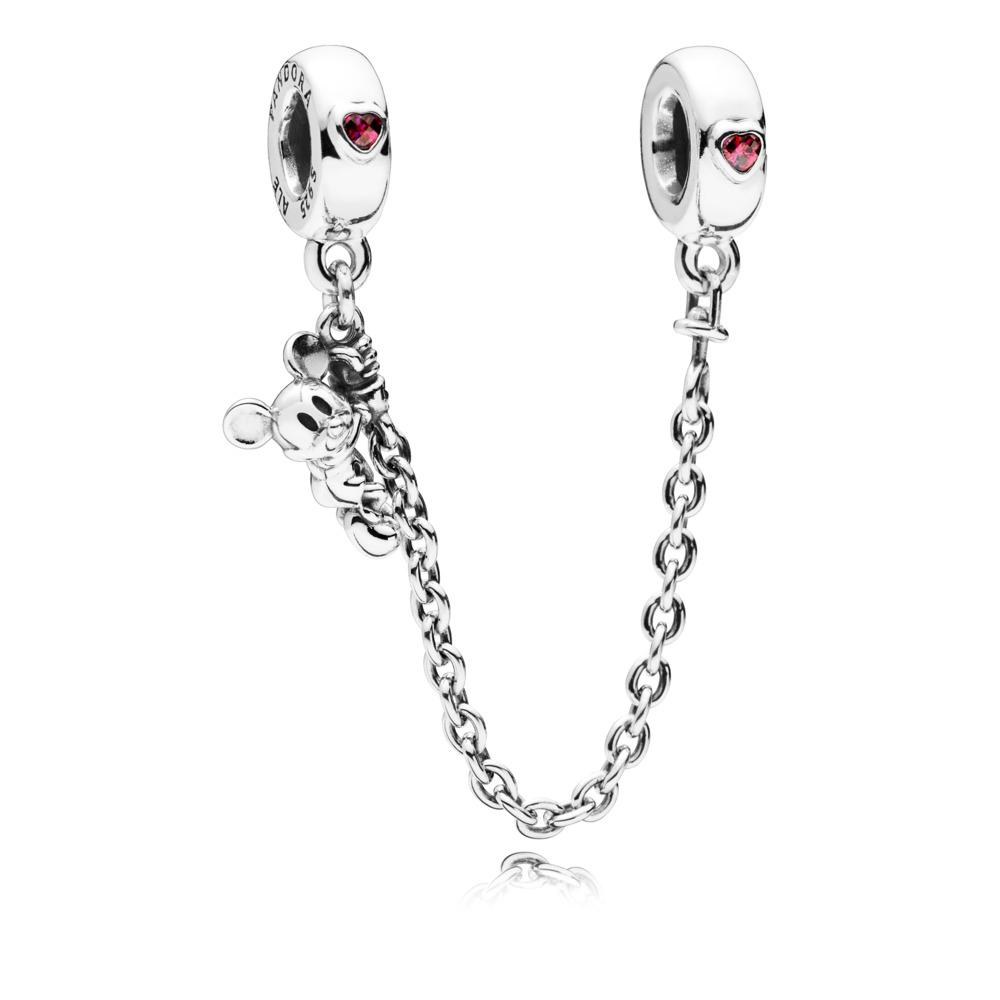 Pandora Disney, Climbing Mickey Safety Chain, Red CZ