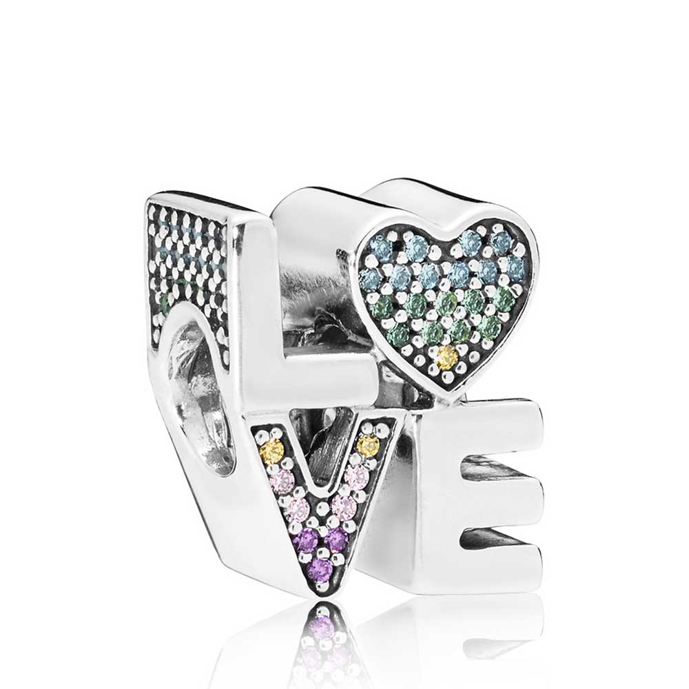 Pandora Rainbow Pave Love Charm