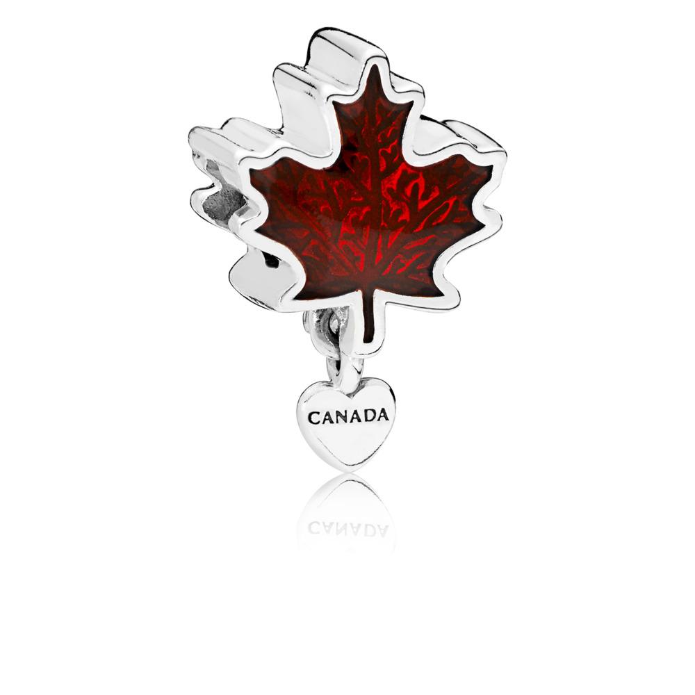Pandora Love Canada Red Enamel Maple Leaf Charm In