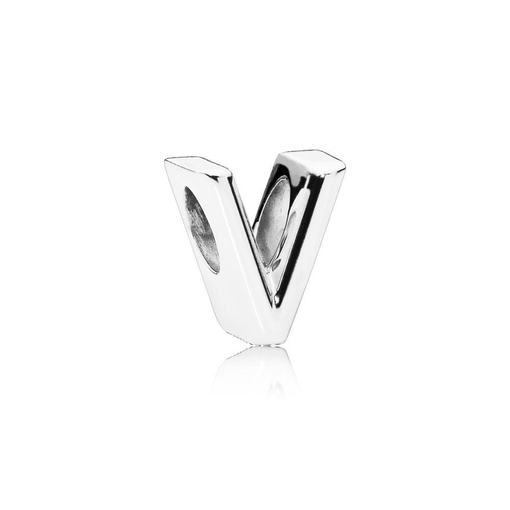 Pandora Letter V Charm In Sterling Silver
