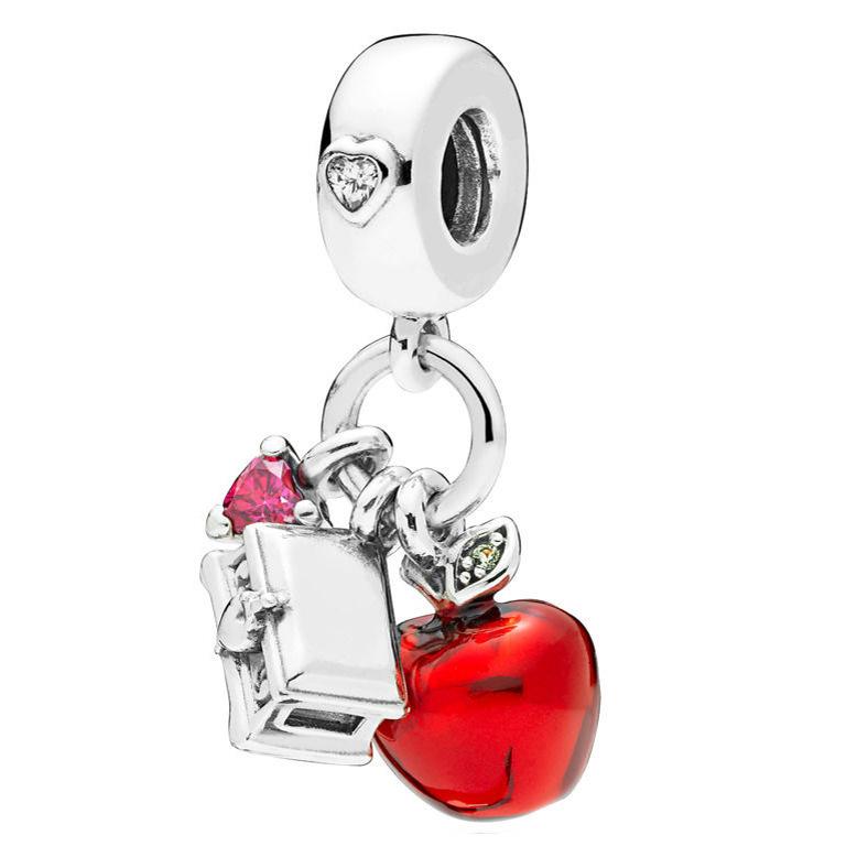 Pandora Disney Snow White&#39;s Apple &amp; Heart Dangle Charm