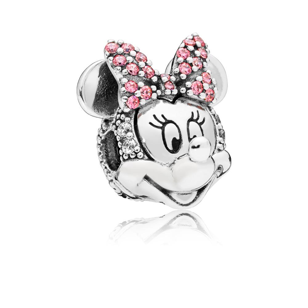 Pandora Disney Minnie Mouse Pink Pave Bow Clip Charm