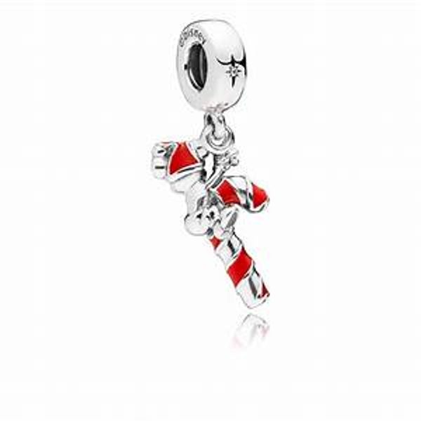 Pandora Disney Santa Mickey&#39;s Candy Cane Pendant Charm