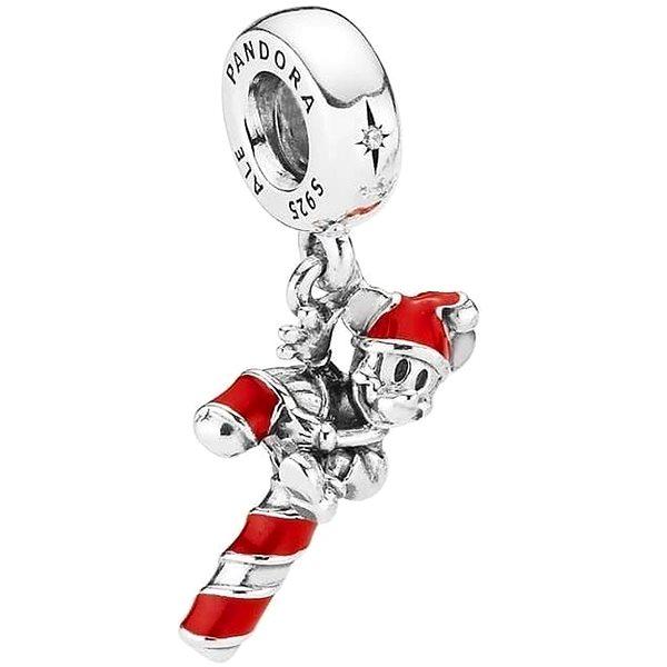 Pandora Disney Santa Mickey&#39;s Candy Cane Pendant Charm