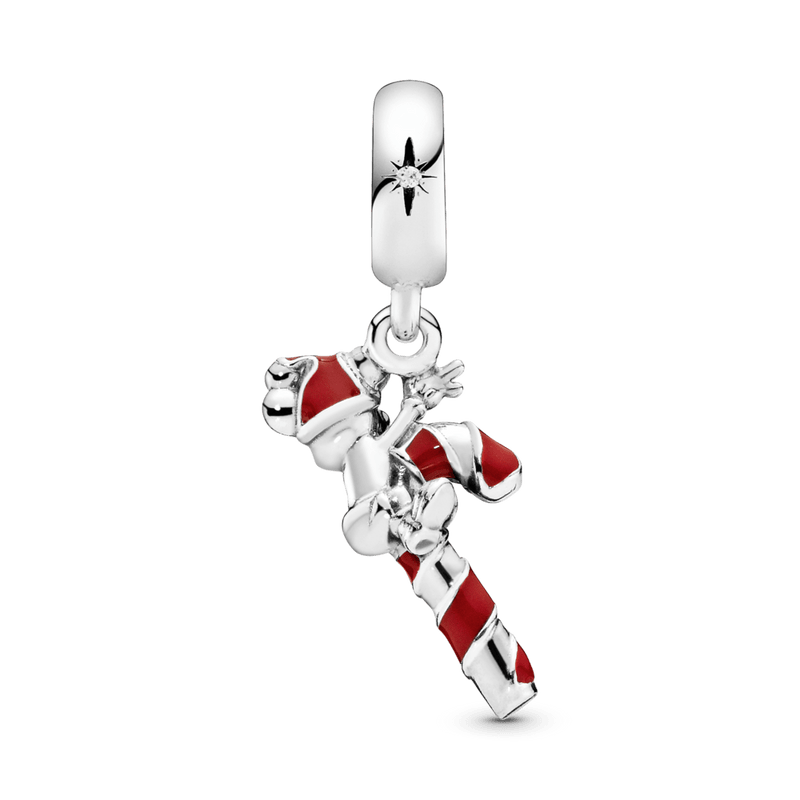 Pandora Disney Santa Mickey&#39;s Candy Cane Pendant Charm