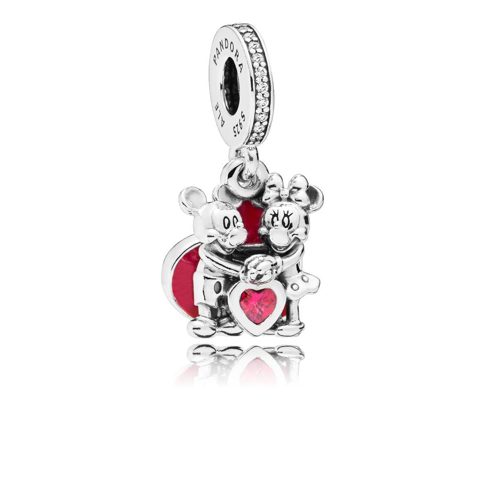 Pandora Disney Mickey Minnie And Heart Dangle In Sterling