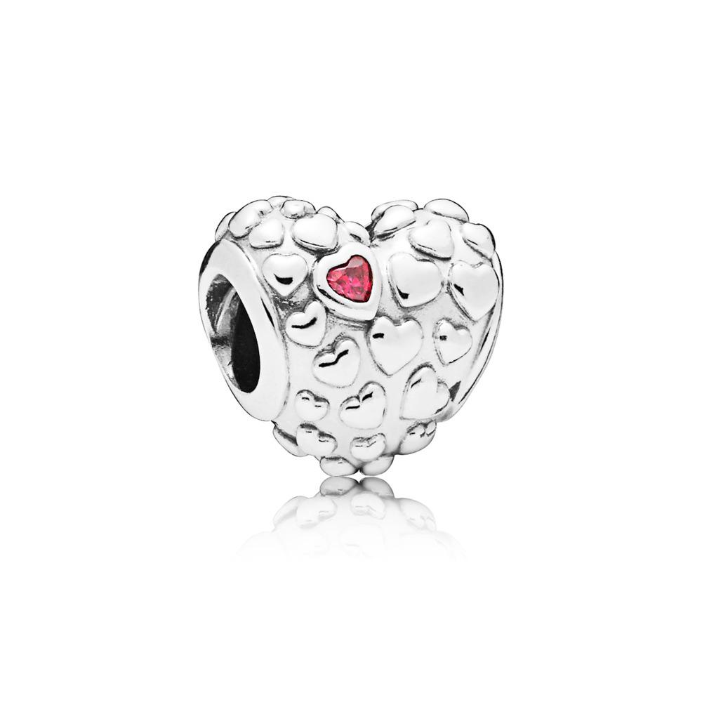 Pandora Mom Silver Charm With Red Cubic Zirconia