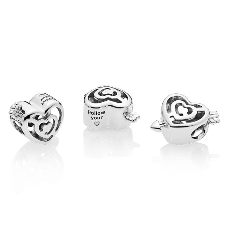 Pandora Openwork Heart Labyrinth &amp; Arrow Charm