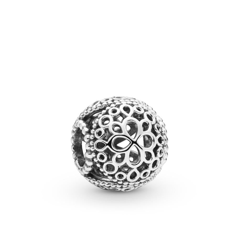 Pandora Openwork Flower Charm In Sterling Silver