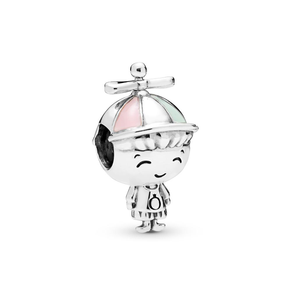 Pandora Boy Silver Charm With Pink And Green Enamel