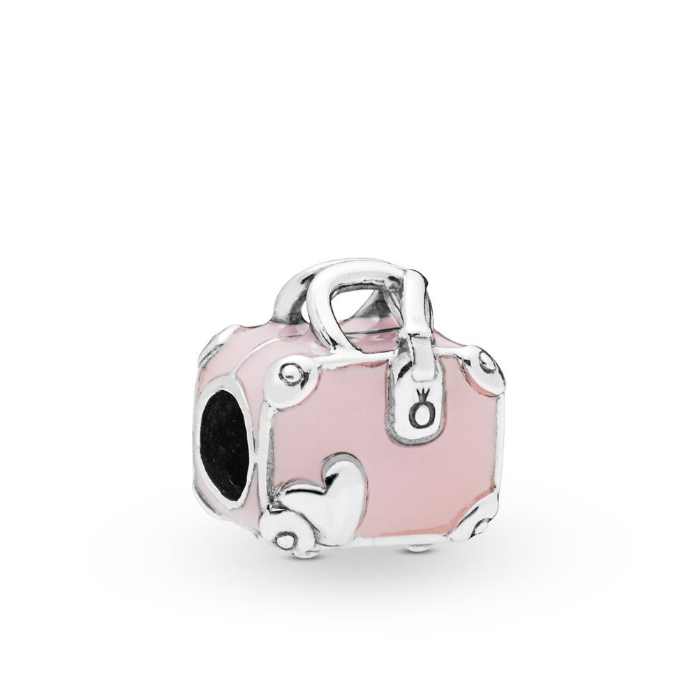 Pandora Suitcase Silver Charm With Pink Enamel