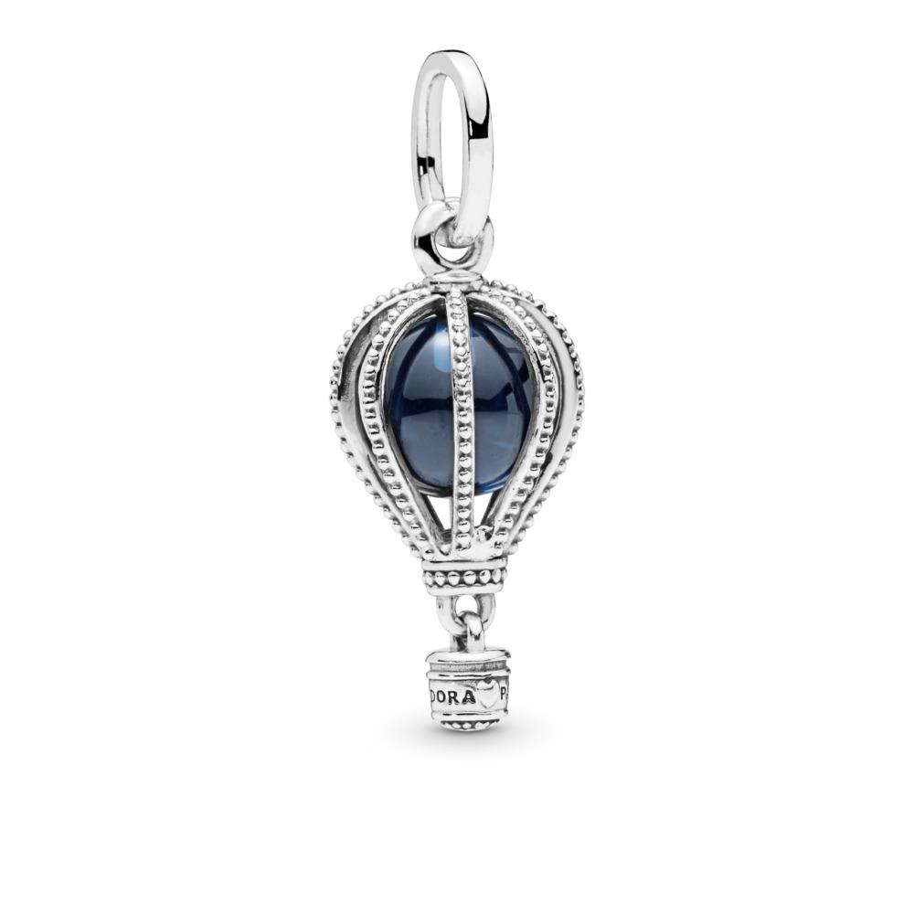 Pandora Air Balloon Silver Dangle With Encased Moonlight