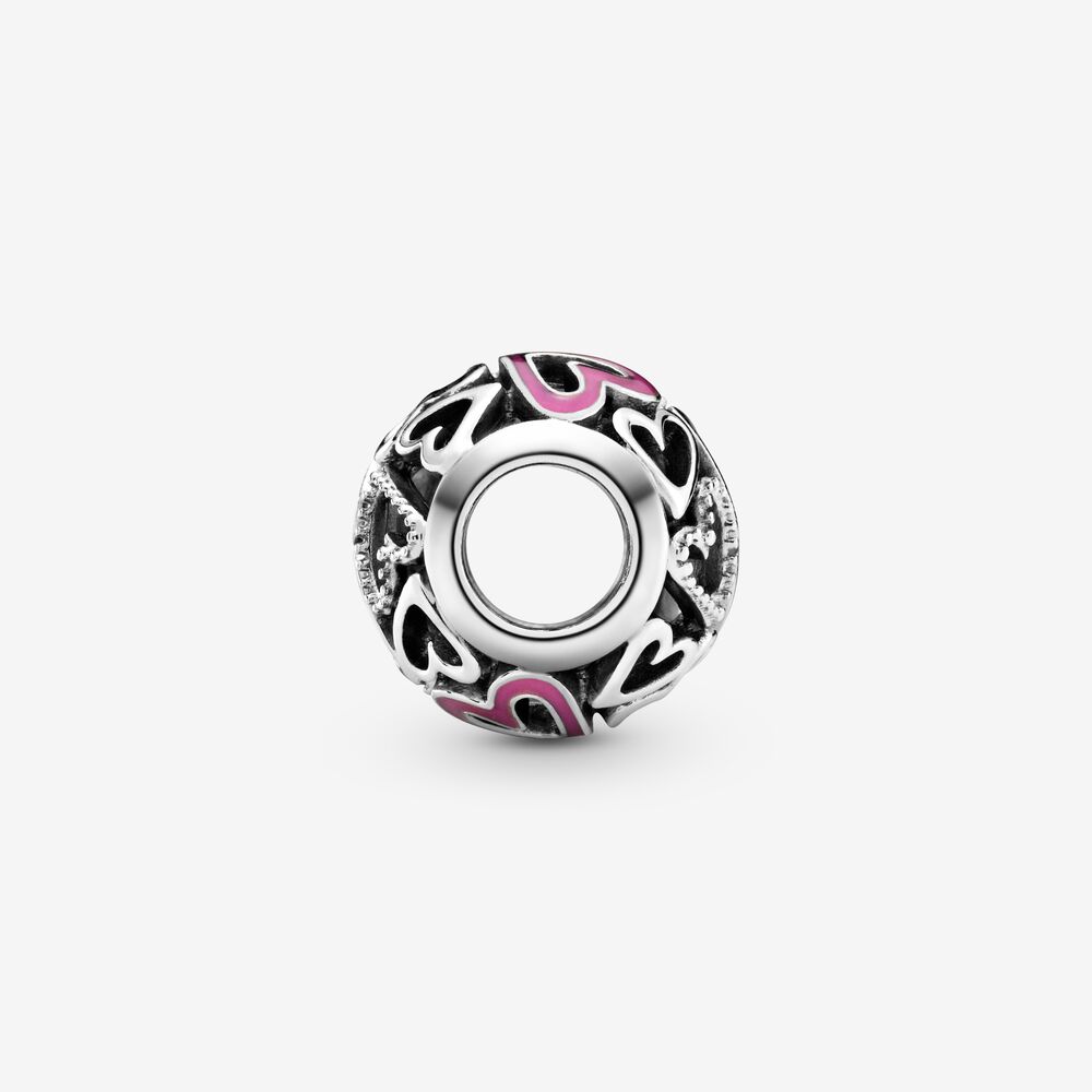 Pandora Pink Openwork Freehand Heart Charm