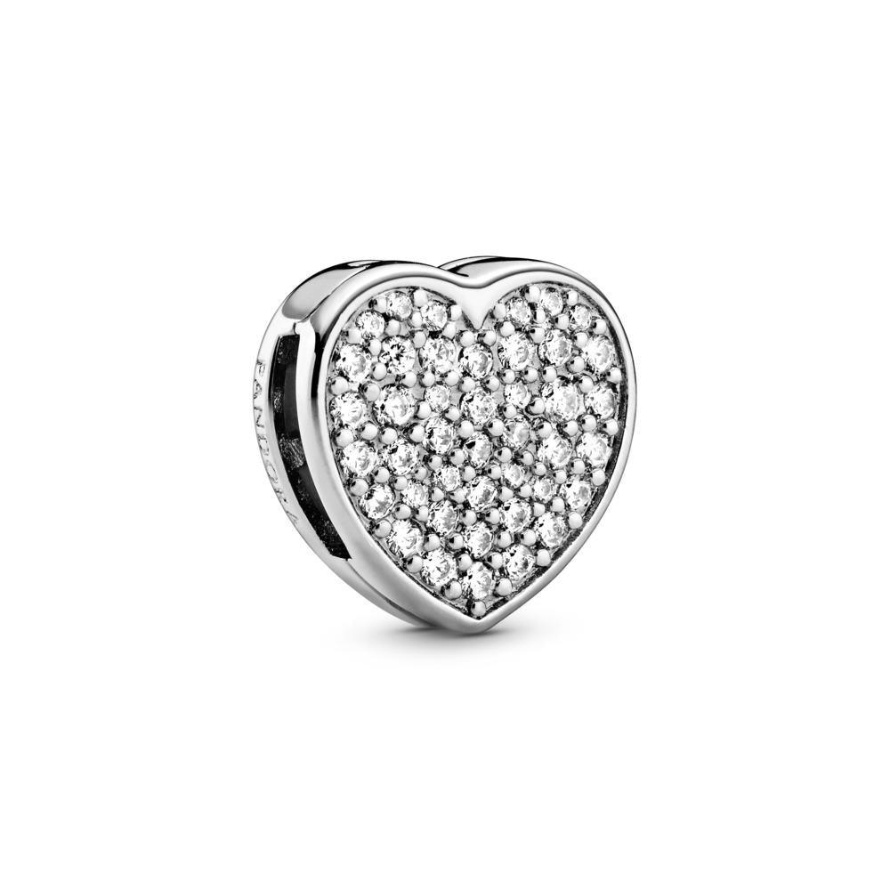 Pandora Pave Heart Sterling Silver Clip Charm