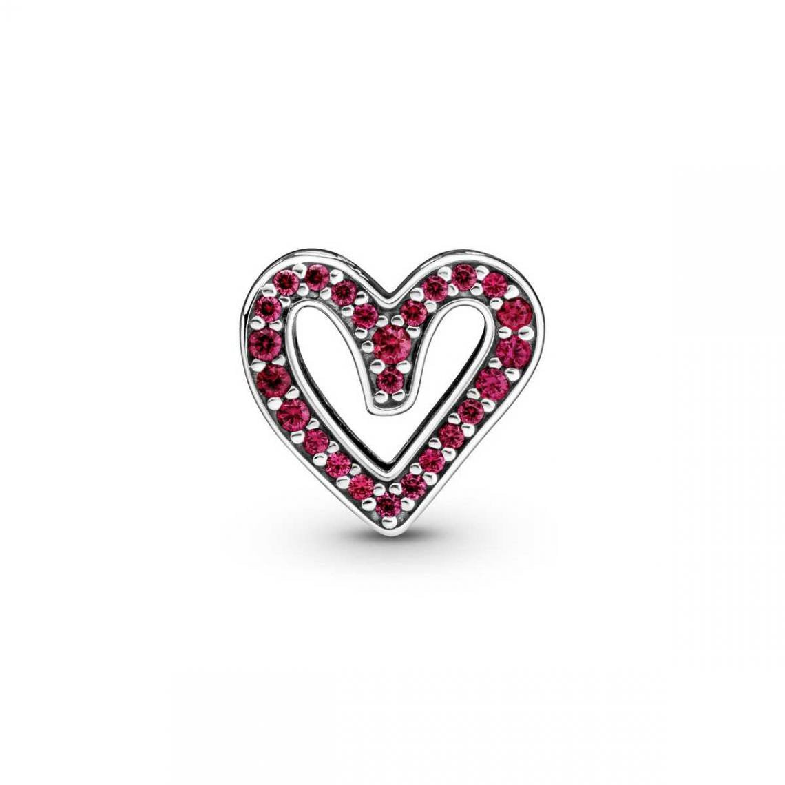 Pandora Sparkling Ruby Red Freehand Heart Charm
