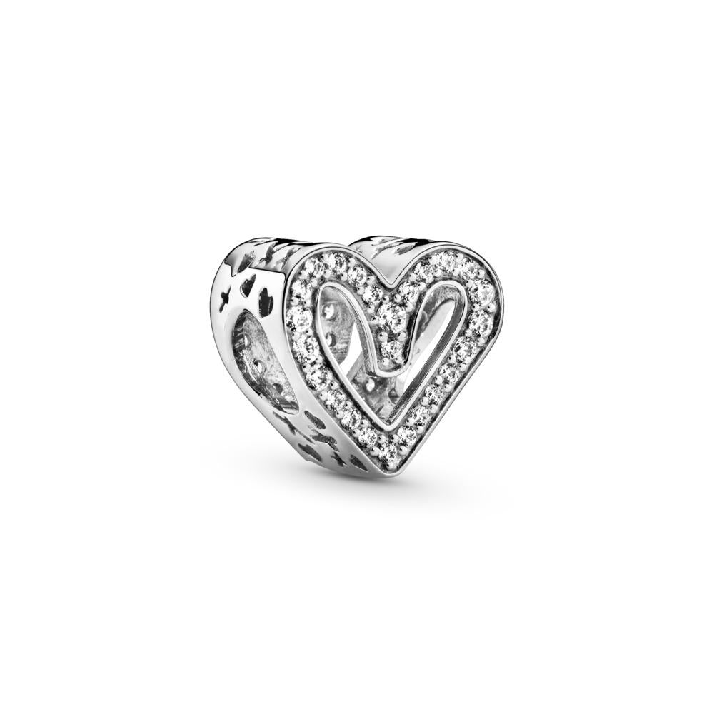 Pandora Heart Sterling Silver Charm With Clear Cubic