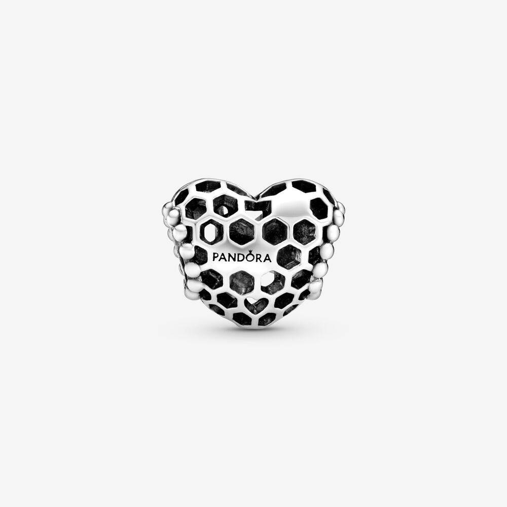 Pandora Bee Happy Honeycomb Heart Charm