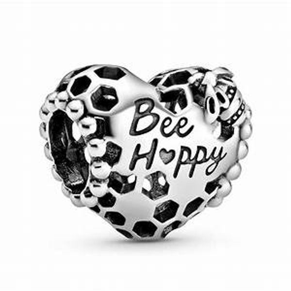 Pandora Bee Happy Honeycomb Heart Charm
