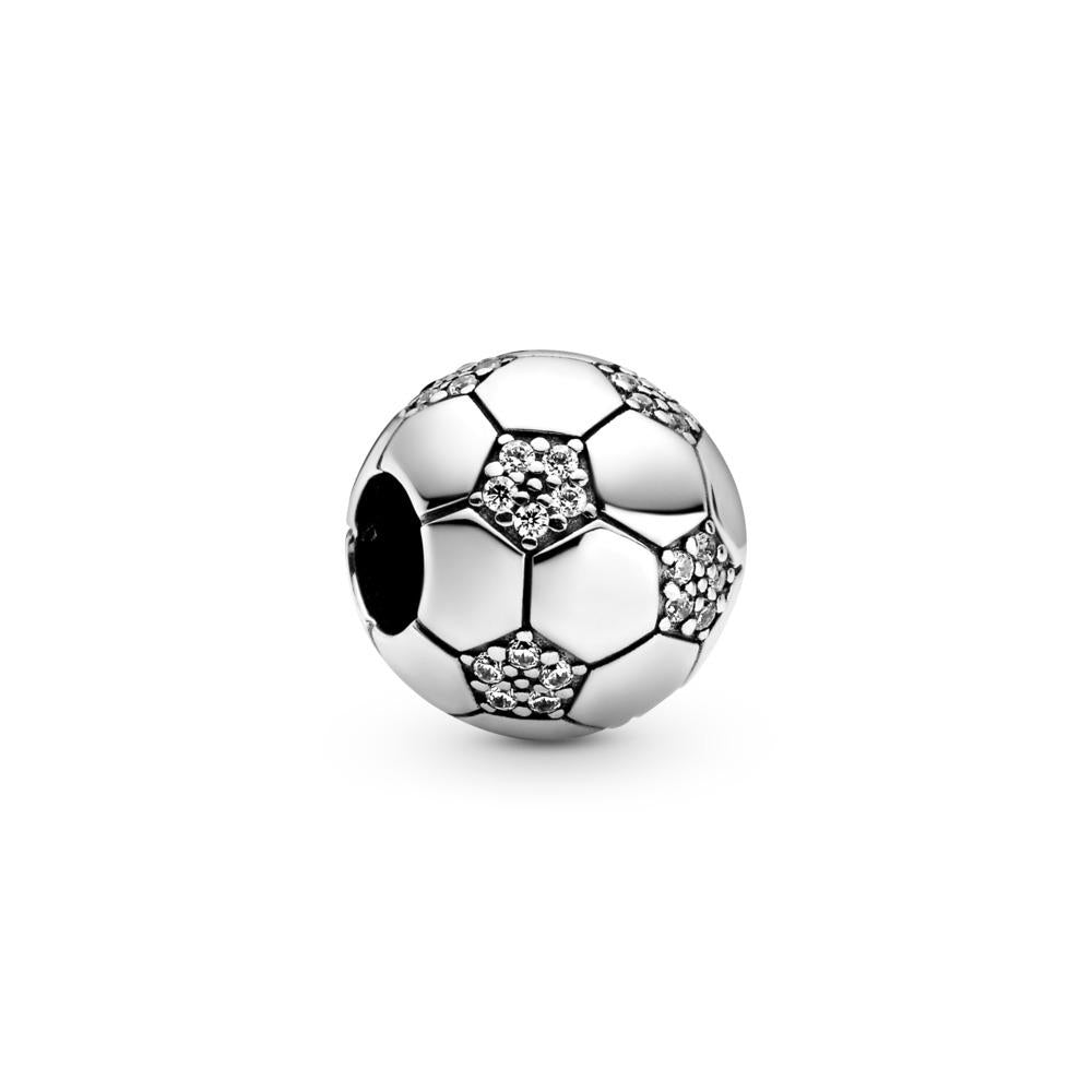 Pandora Football Sterling Silver Charm With Clear Cubic