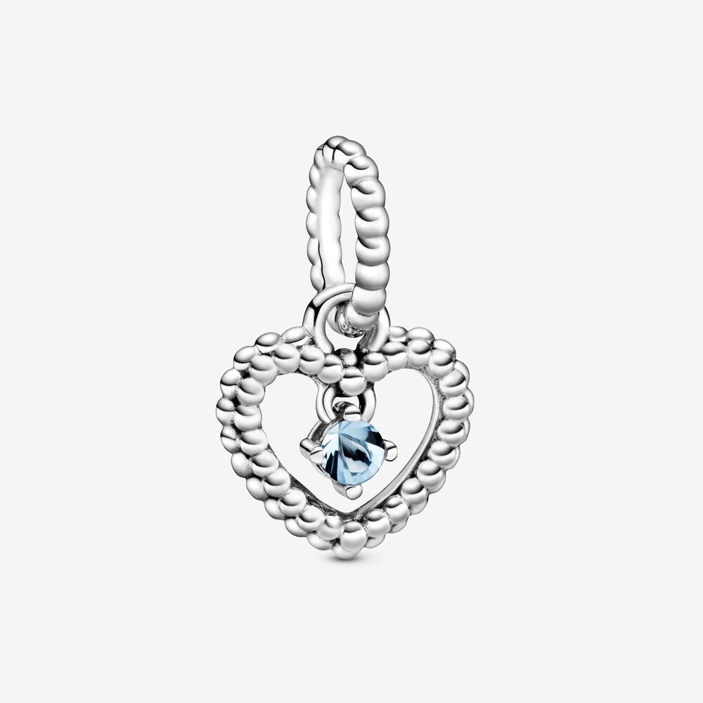 Pandora Aqua Blue Beaded Heart Dangle Charm