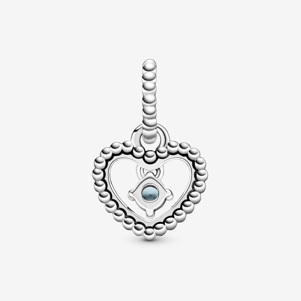 Pandora Aqua Blue Beaded Heart Dangle Charm