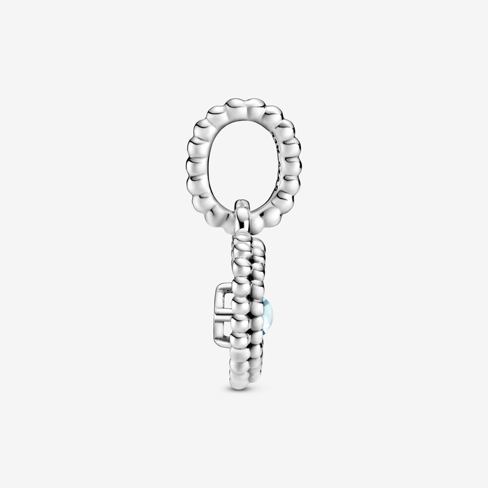 Pandora Aqua Blue Beaded Heart Dangle Charm