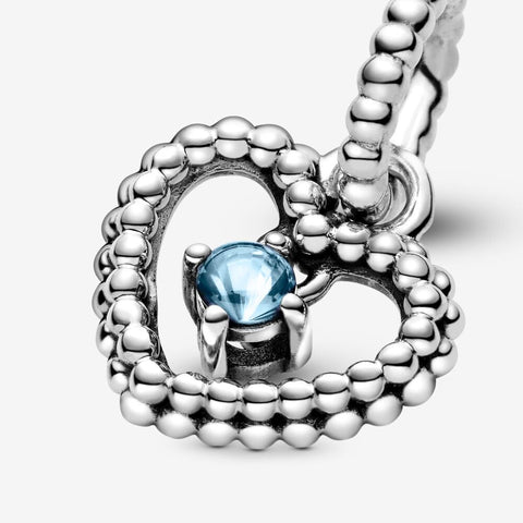 Pandora Aqua Blue Beaded Heart Dangle Charm