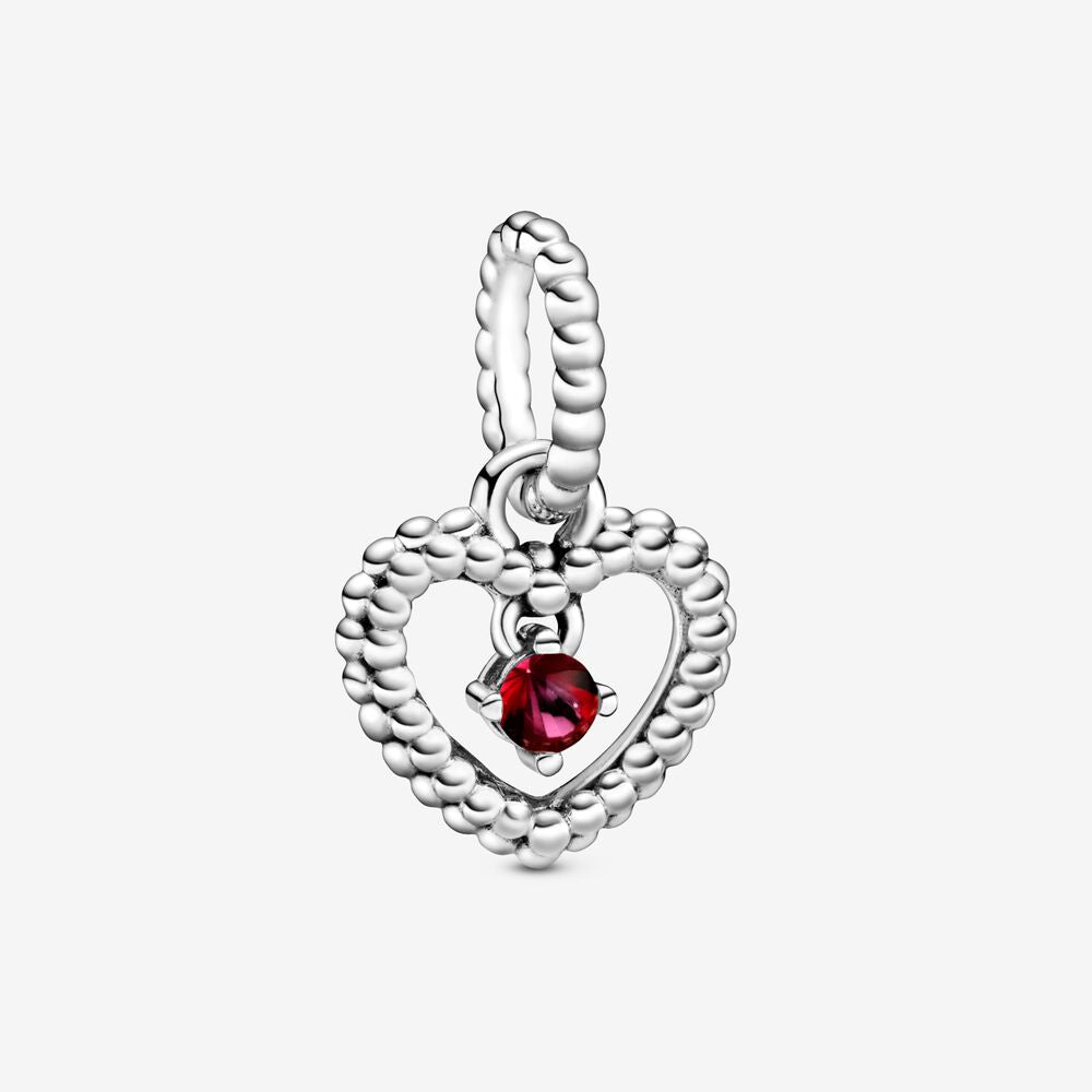 Pandora Blazing Red Beaded Heart Dangle Charm
