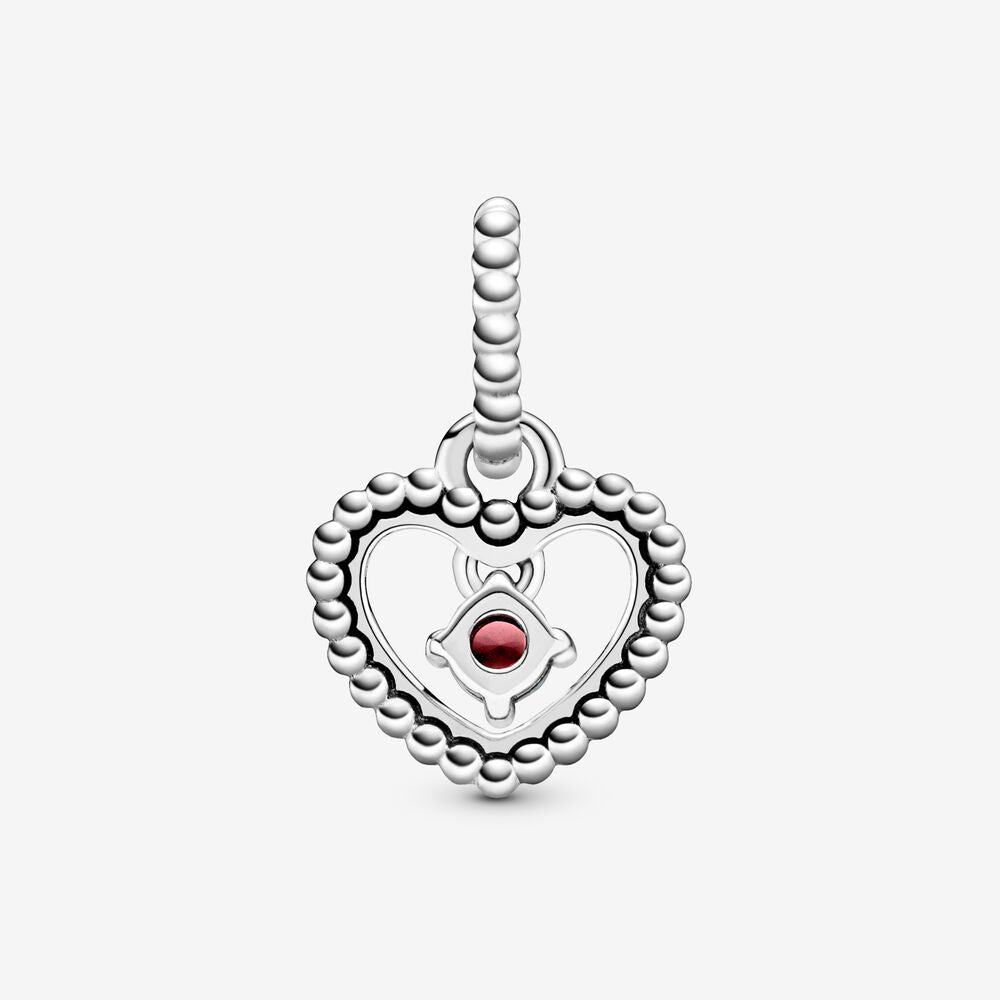 Pandora Blazing Red Beaded Heart Dangle Charm