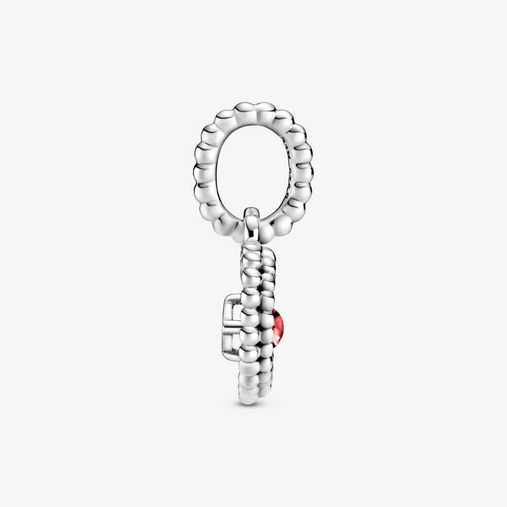 Pandora Blazing Red Beaded Heart Dangle Charm
