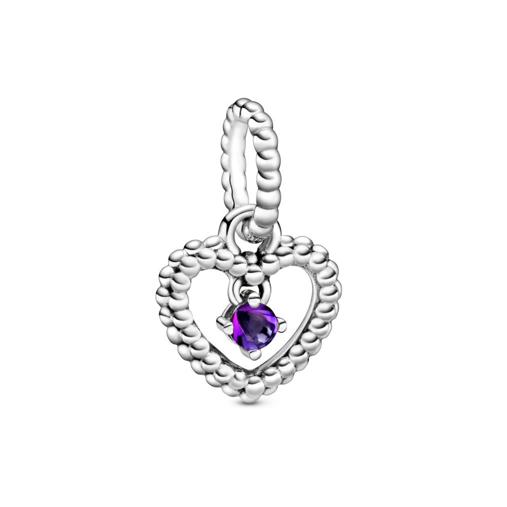 Pandora Purple Beaded Heart Dangle Charm