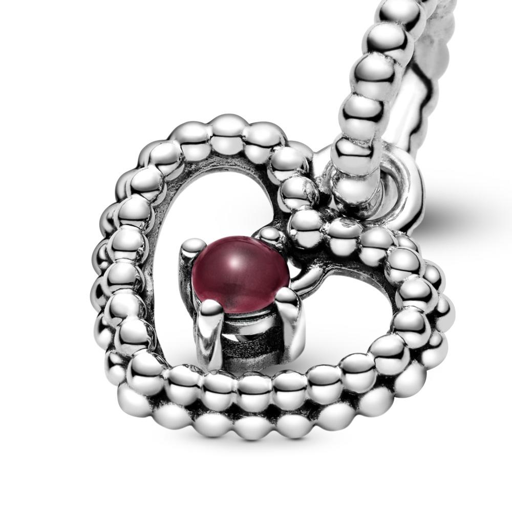 Pandora Dark Red Beaded Heart Dangle Charm