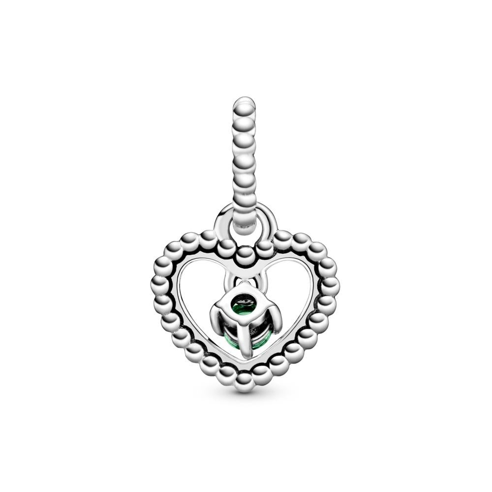 Pandora Spring Green Beaded Heart Dangle Charm