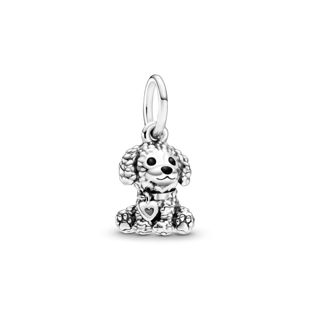 Pandora Poodle Sterling Silver Dangle With Black Enamel