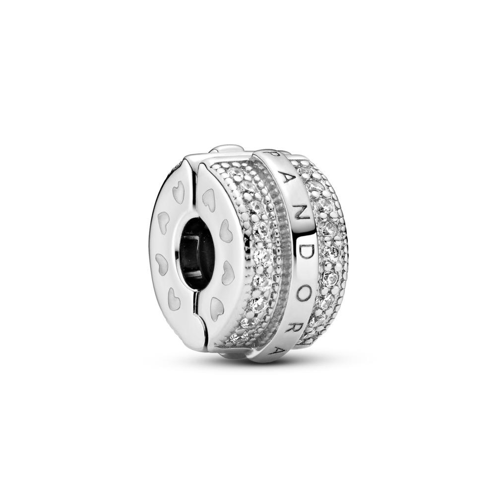 Pandora Sparkling Pave Lines &amp; Logo Clip Charm