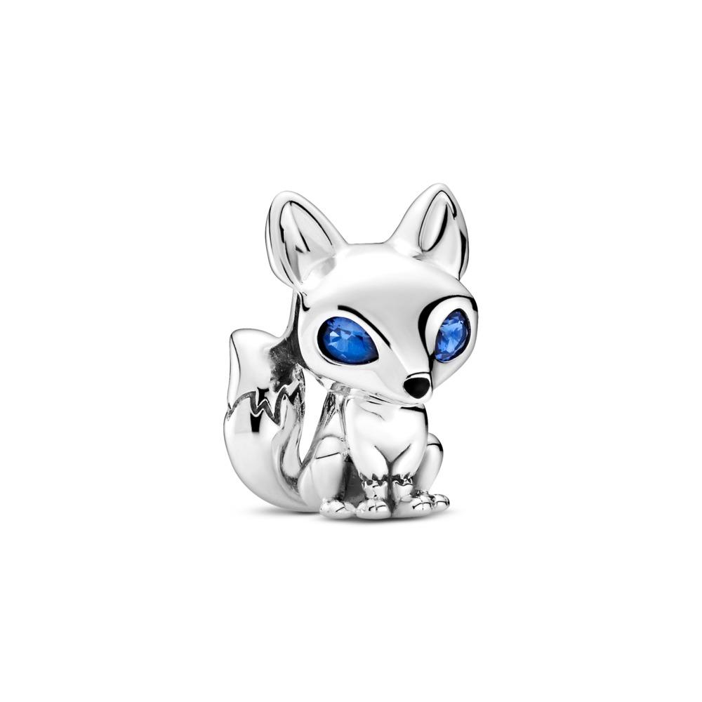 Pandora Fox Sterling Silver Charm With Stellar Blue Crystal