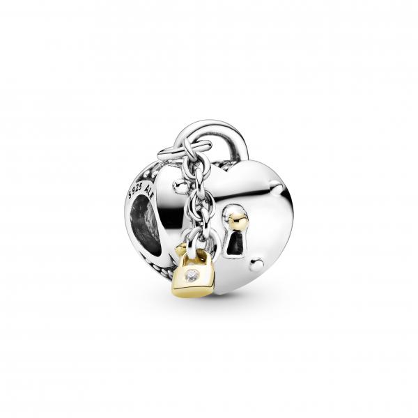 Pandora Two-Tone Heart and Lock Charm