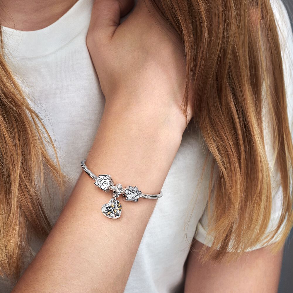 Pandora Two-Tone Family Tree Heart Dangle Charm