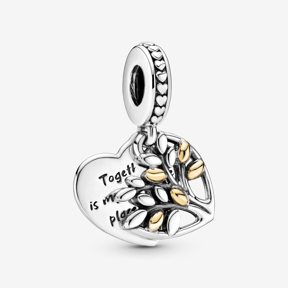 Pandora Two-Tone Family Tree Heart Dangle Charm