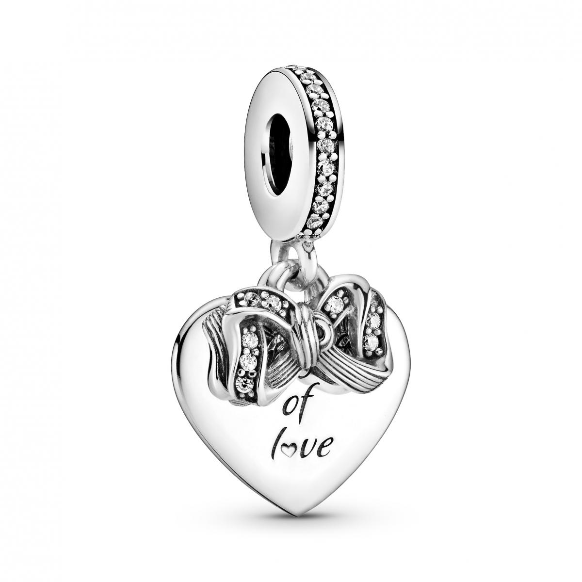 Pandora Bow &amp; Love Heart Dangle Charm